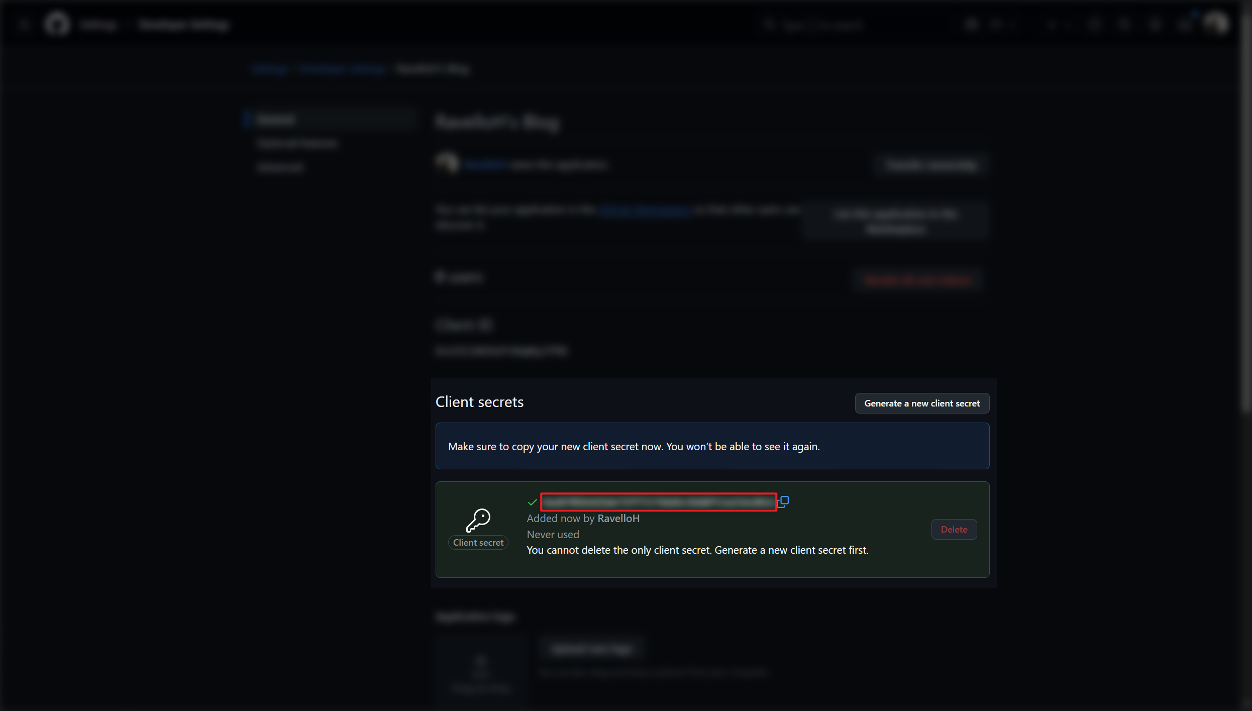 获取 Client Secret
